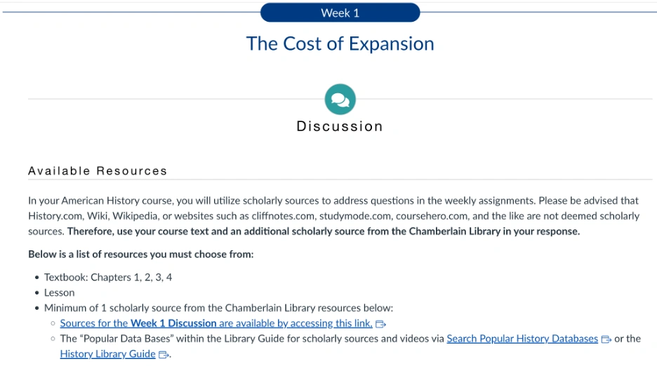 HIST405N Week 1: The Cost of Expansion