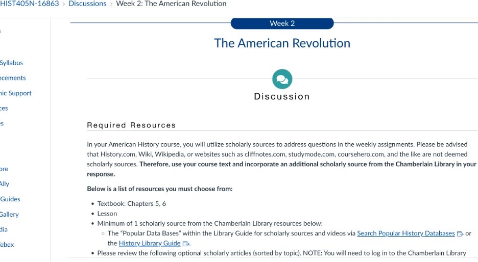 HIST405N Week 2: The American Revolution
