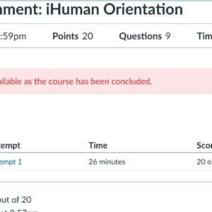 NR305 Week 1 Assignment iHuman Orientation