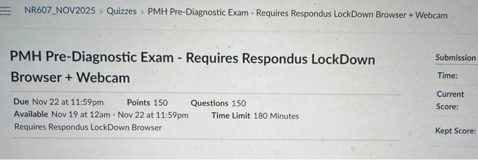NR607: PMH Pre-Diagnostic Exam
