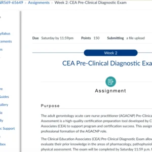 NR569 Week 2: CEA Pre-Clinical Diagnostic Exam