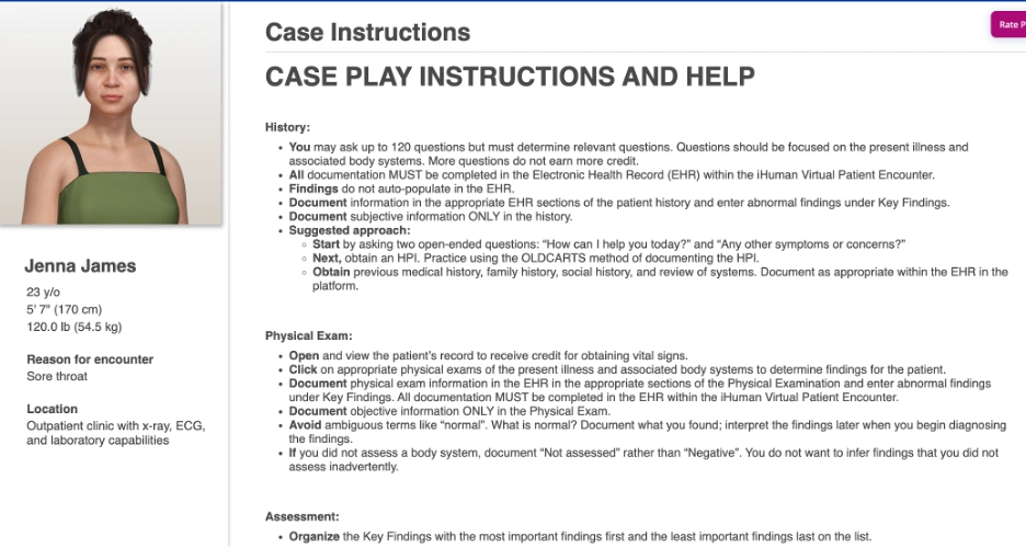 NR509 Week 3 iHuman Case: Jenna James