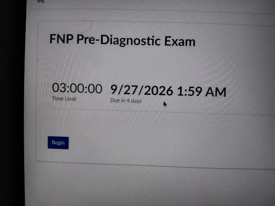 NR603 Week 4: FNP Pre-Diagnostic Exam