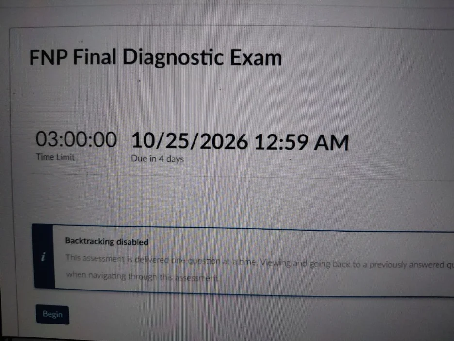 NR667 Week 8: FNP Final Diagnostic Exam